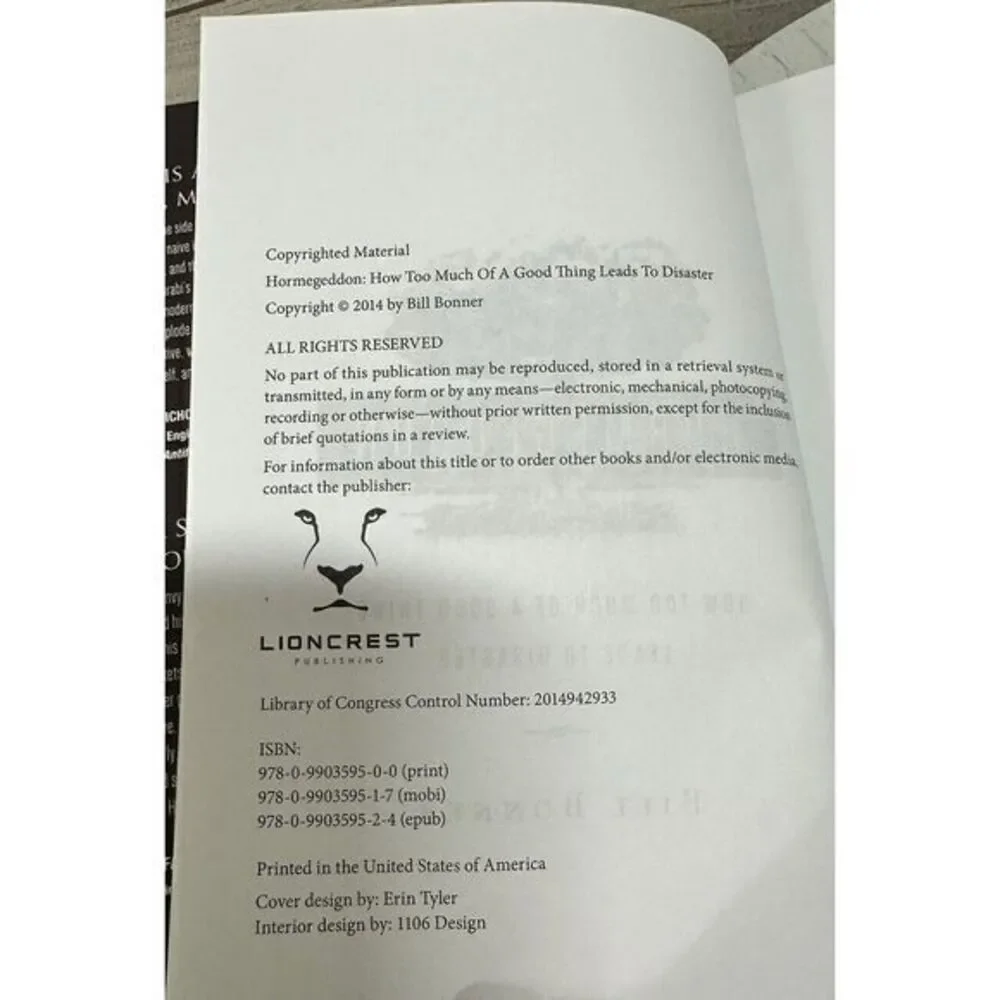 Hormegeddon How Too Much of a Good Thing Leads to Disaster by Bill‎ Bonner Book